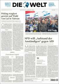 Portada de Die Welt (Alemania)