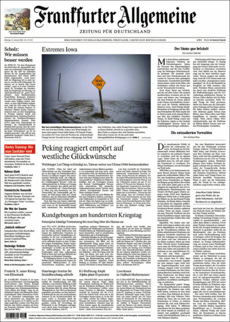 Portada de Frankfurter Allgemeine (Alemania)