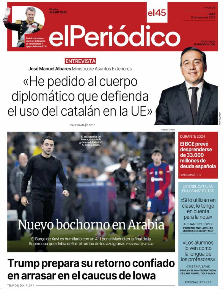 Portada de El Periódico (España)