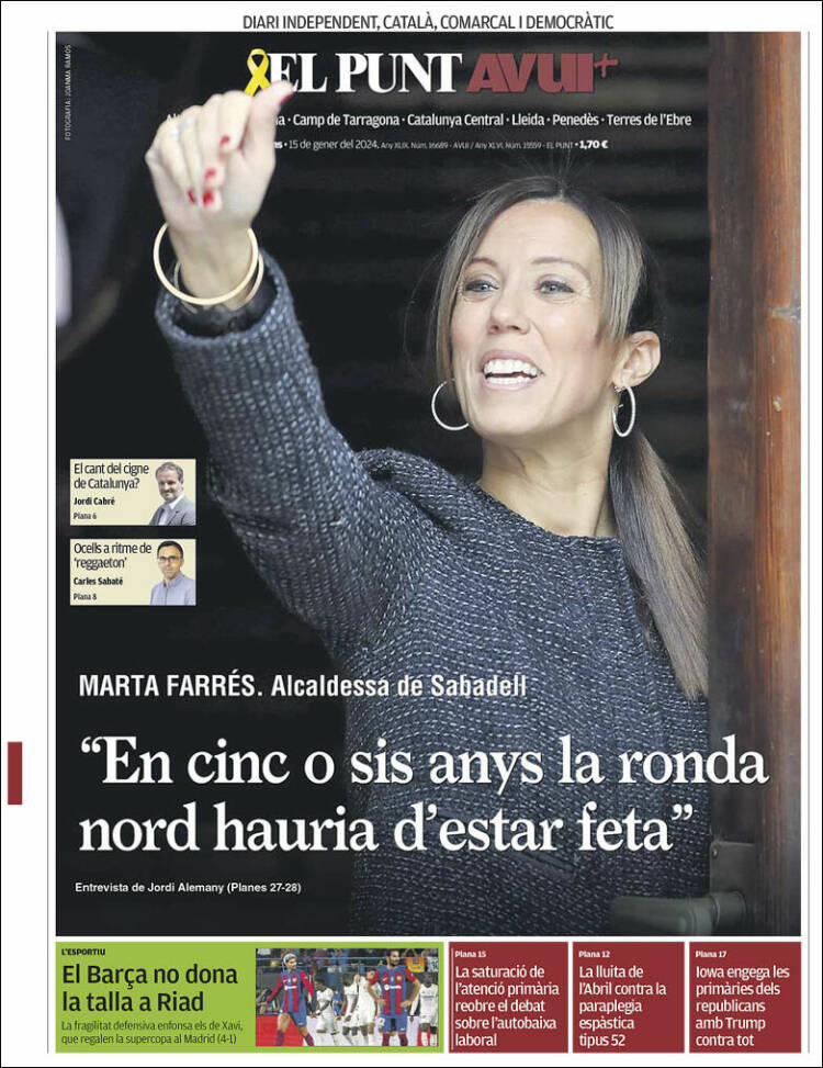 Portada de El Punt Avui (España)