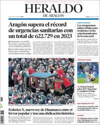 Portada de Heraldo de Aragón (España)