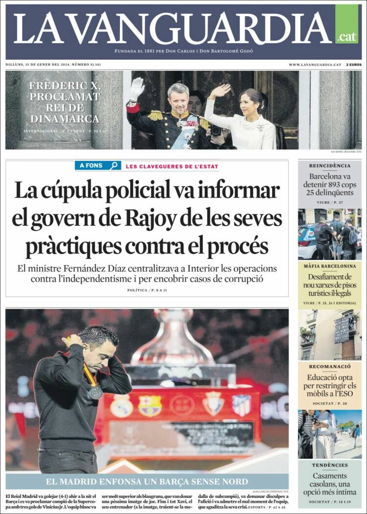 Portada de La Vanguardia (España)