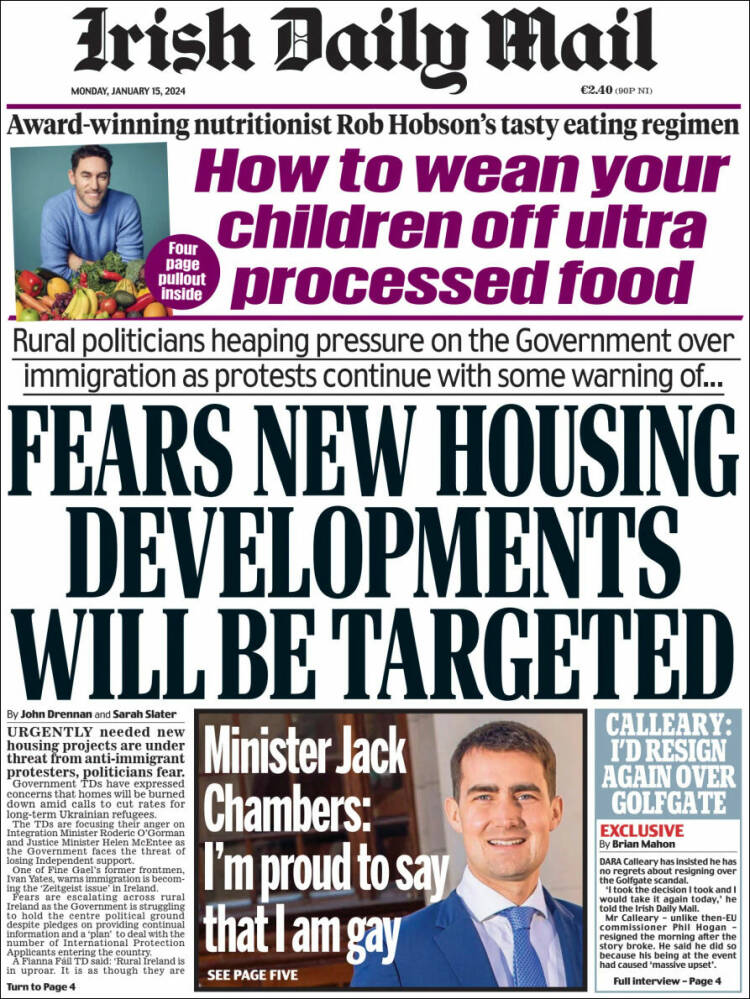 Portada de Irish Daily Mail (Irlanda)