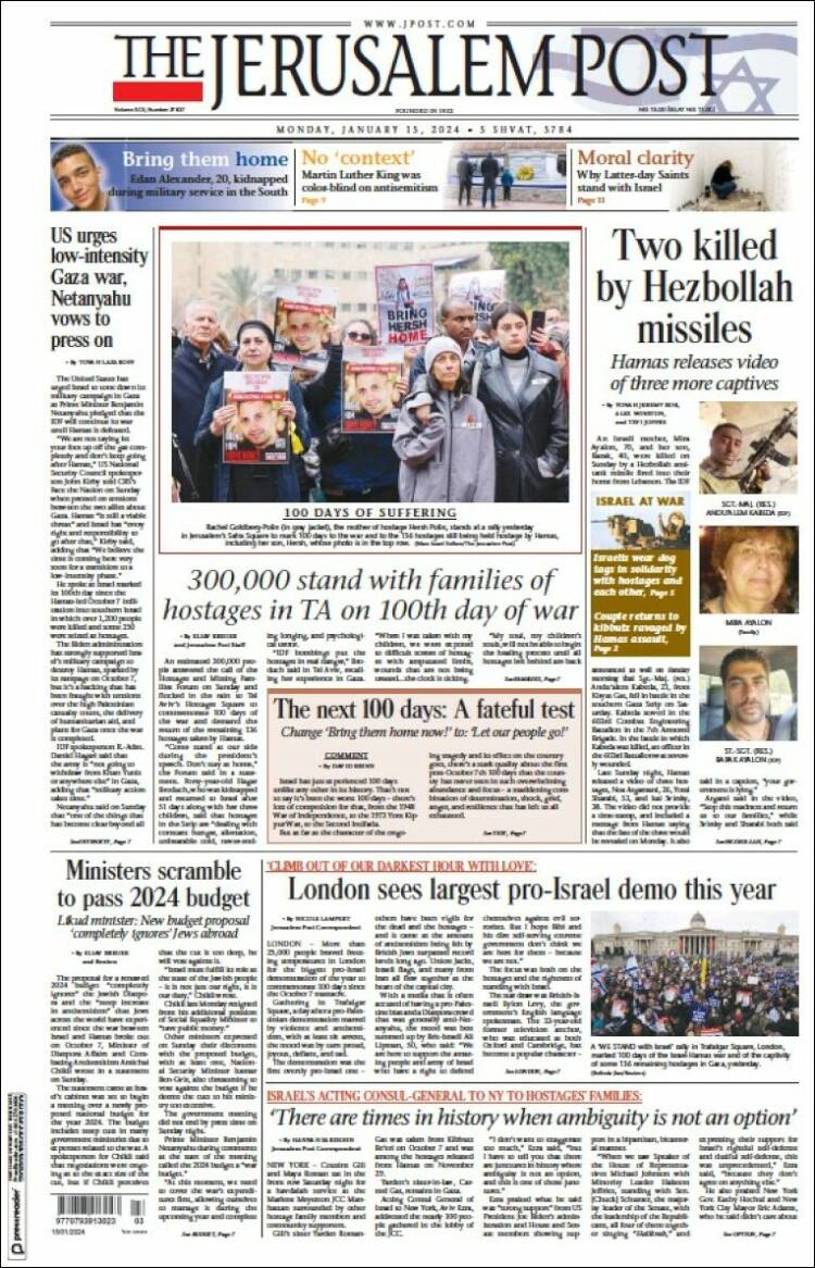 Portada de The Jerusalem Post (Israel)