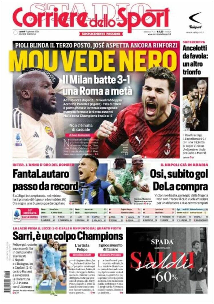 Portada de Corriere dello Sport (Italia)