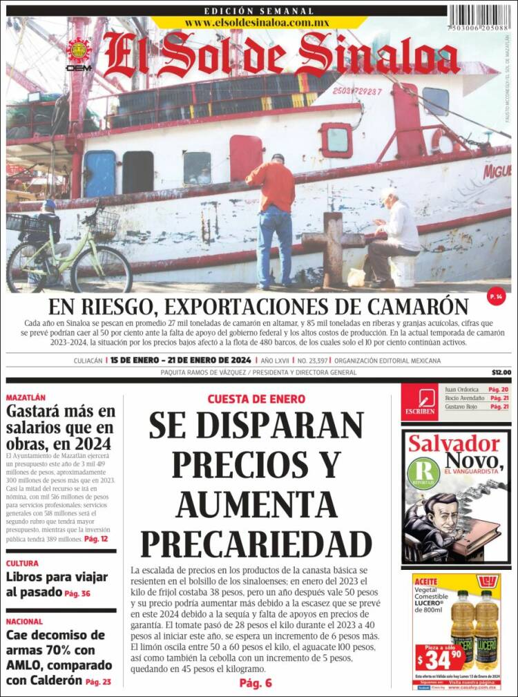 Portada de El Sol de Sinaloa (México)