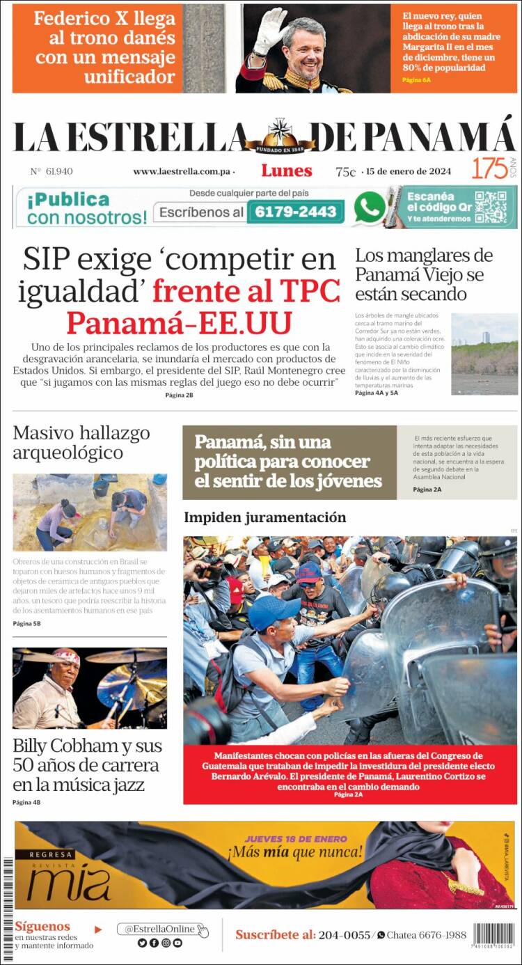 Portada de La Estrella de Panamá (Panam&aacute;)