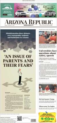 Portada de Arizona Republic News (USA)