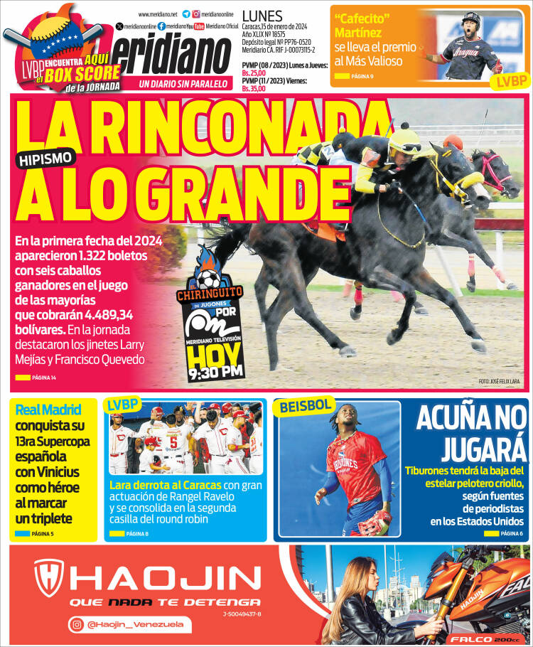 Portada de Meridiano (Venezuela)