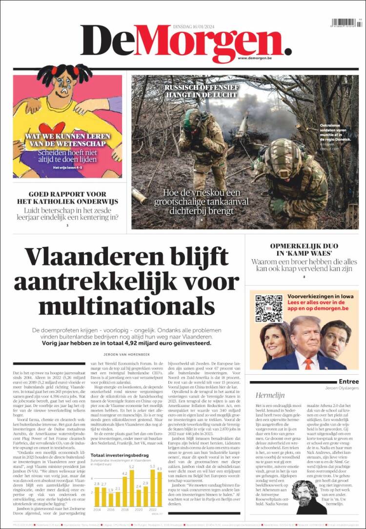 Portada de De Morgen (B&eacute;lgica)