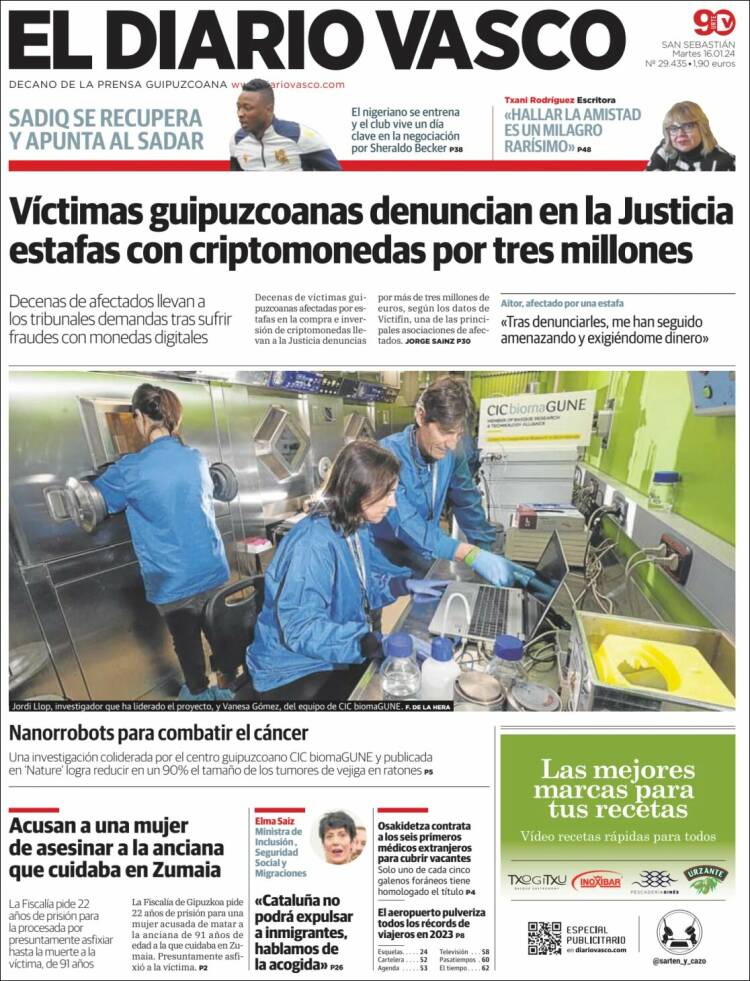 Portada de Diario Vasco (España)