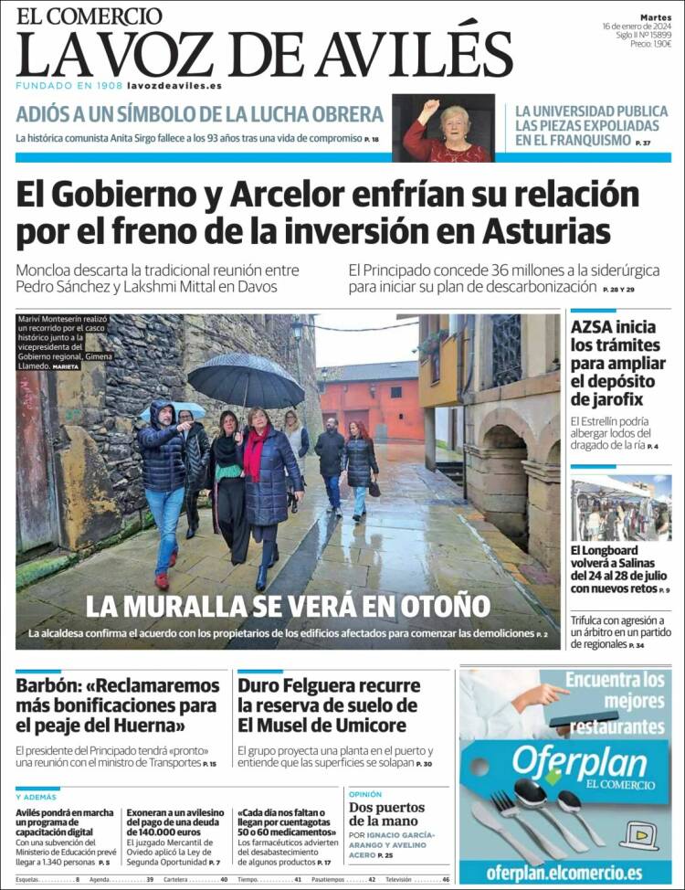 Portada de El Comercio - Avilés (España)