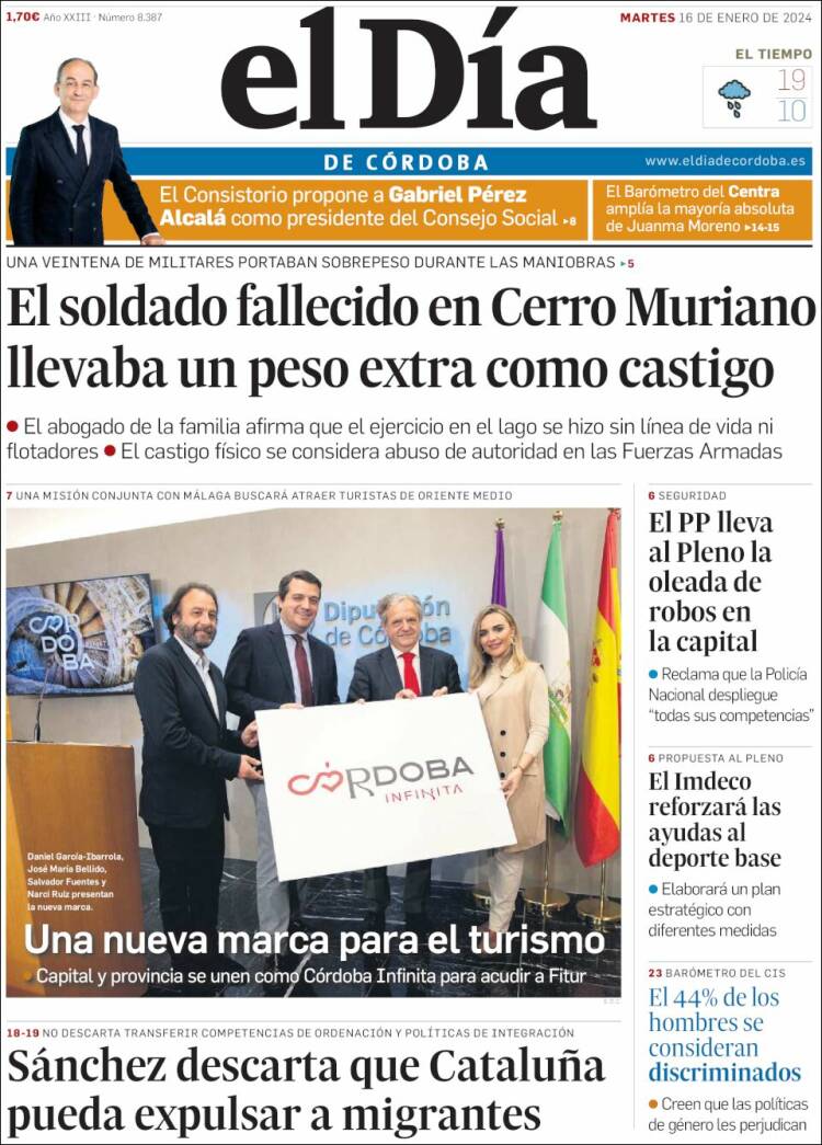 Portada de El Día de Córdoba (España)