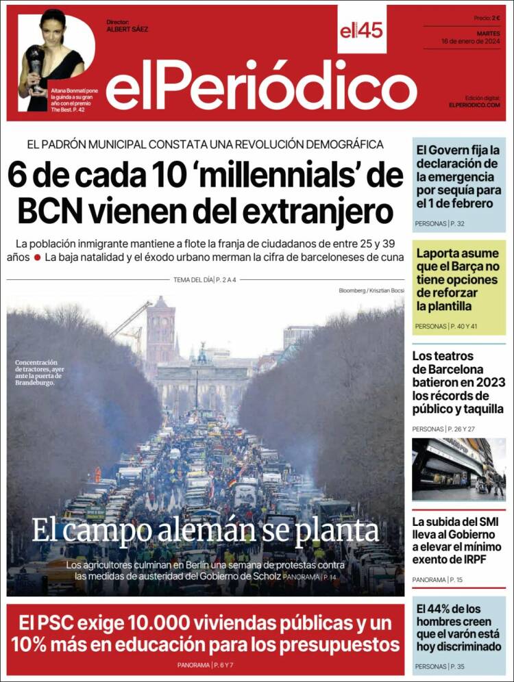 Portada de El Periódico (España)