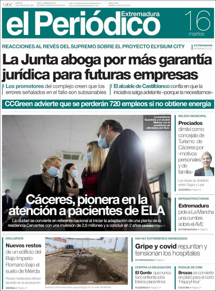 Portada de El Periódico de Extremadura (España)