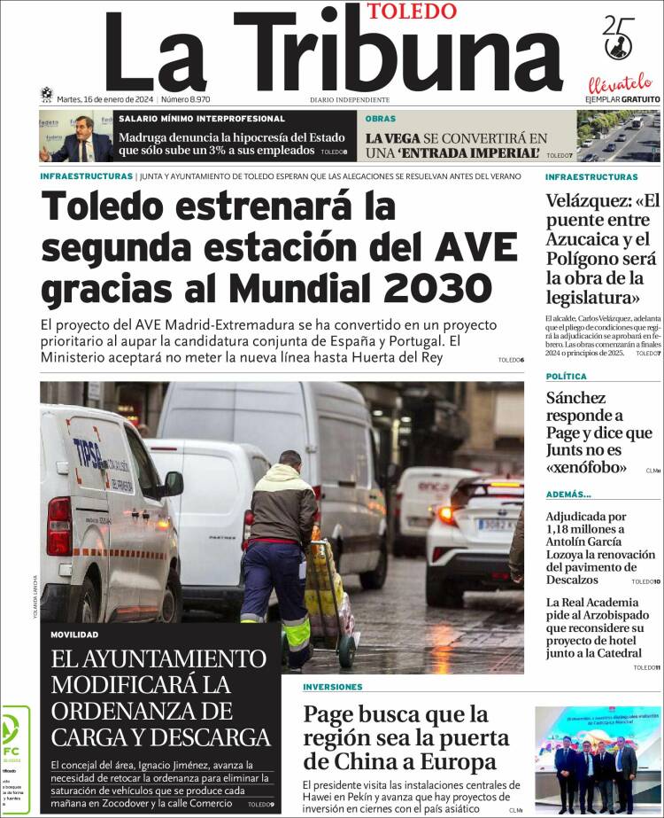 Portada de La Tribuna de Toledo (España)