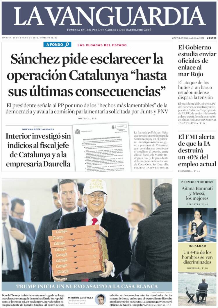 Portada de La Vanguardia (España)