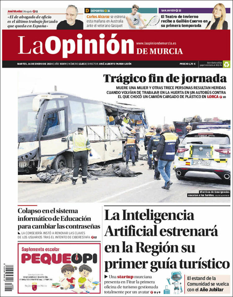 Portada de La Opinión de Murcia (España)