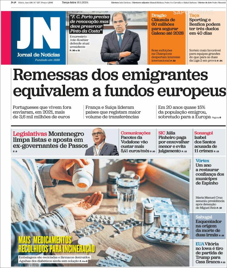 Portada de Jornal de Notícias (Portugal)