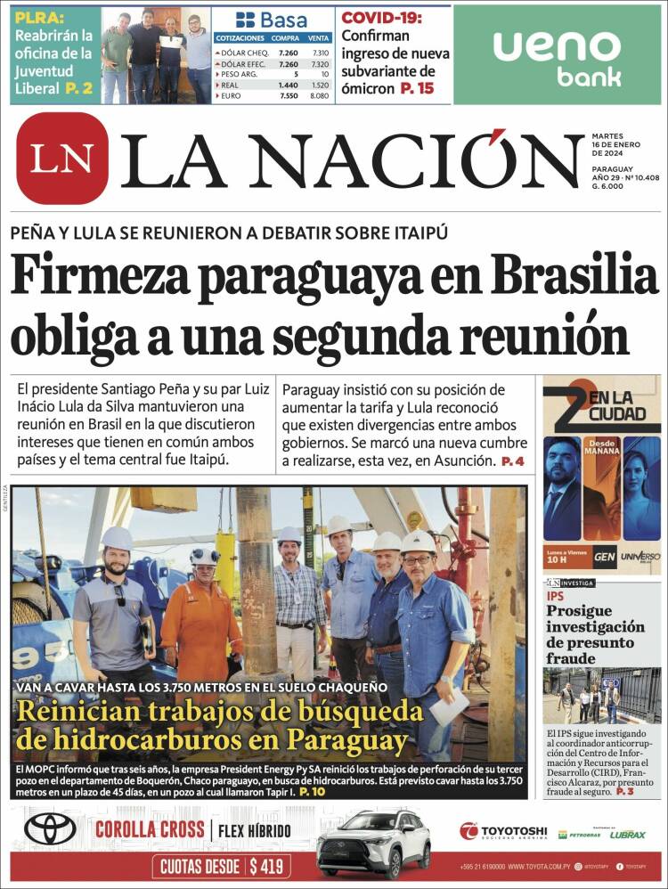 Portada de La Nación (Paraguay)