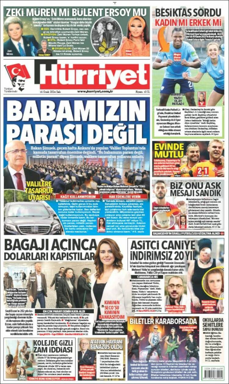 Portada de Hürriyet (Turqu&iacute;a)
