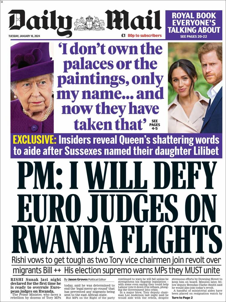 Portada de Daily Mail (Reino Unido)