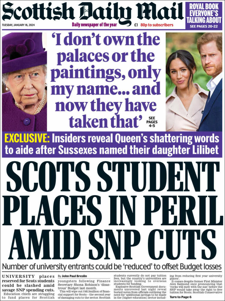 Portada de Scottish Daily Mail (Reino Unido)