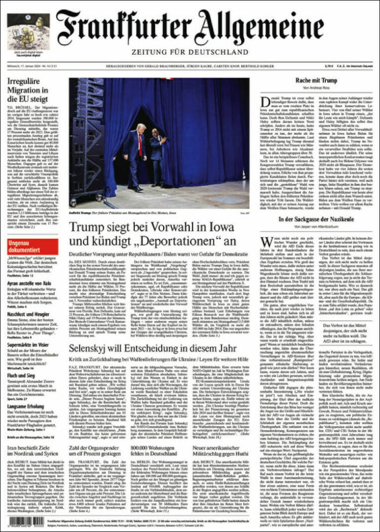 Portada de Frankfurter Allgemeine (Alemania)