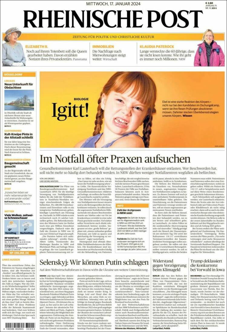 Portada de Rheinische Post (Alemania)