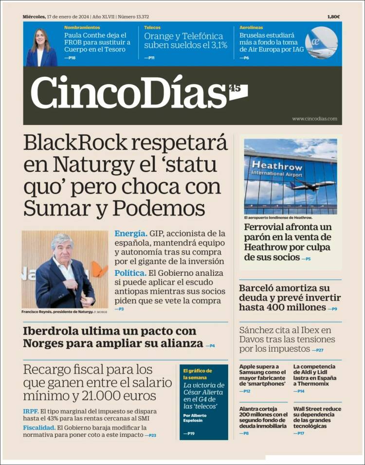 Portada de Cinco Días (Espa&ntilde;a)