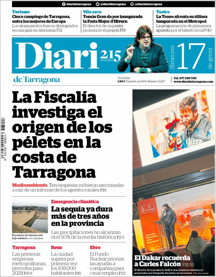 Portada de Diari de Tarragona (España)