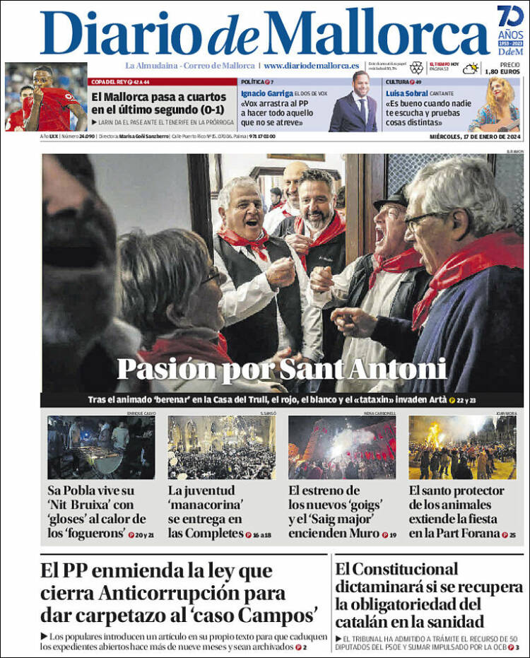 Portada de Diario de Mallorca (España)