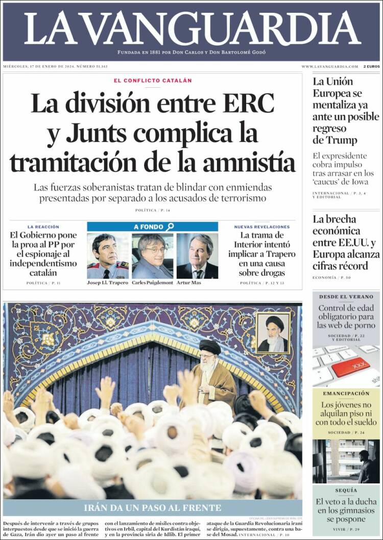 Portada de La Vanguardia (España)