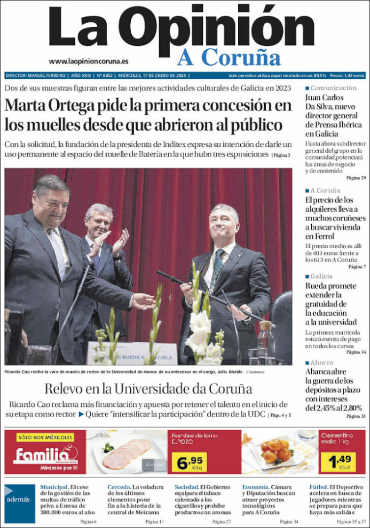 Portada de La Opinión de A Coruña (España)