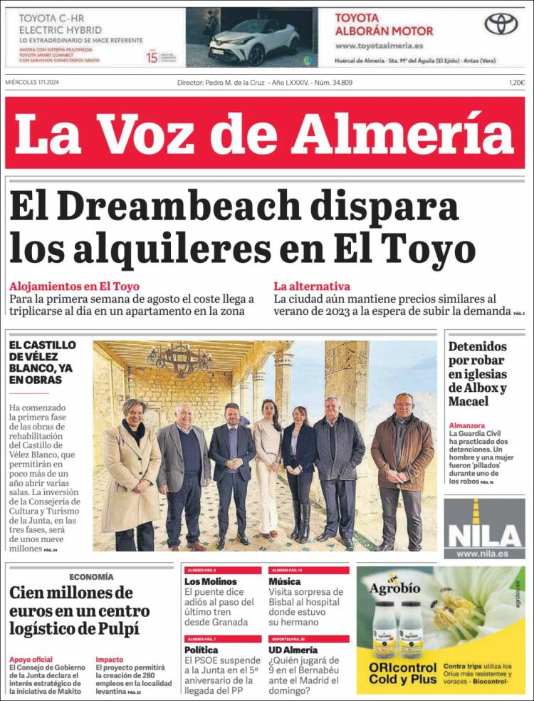 Portada de La Voz de Almería (España)