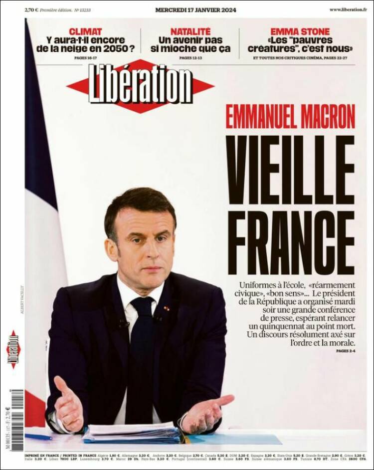 Portada de Libération (Francia)