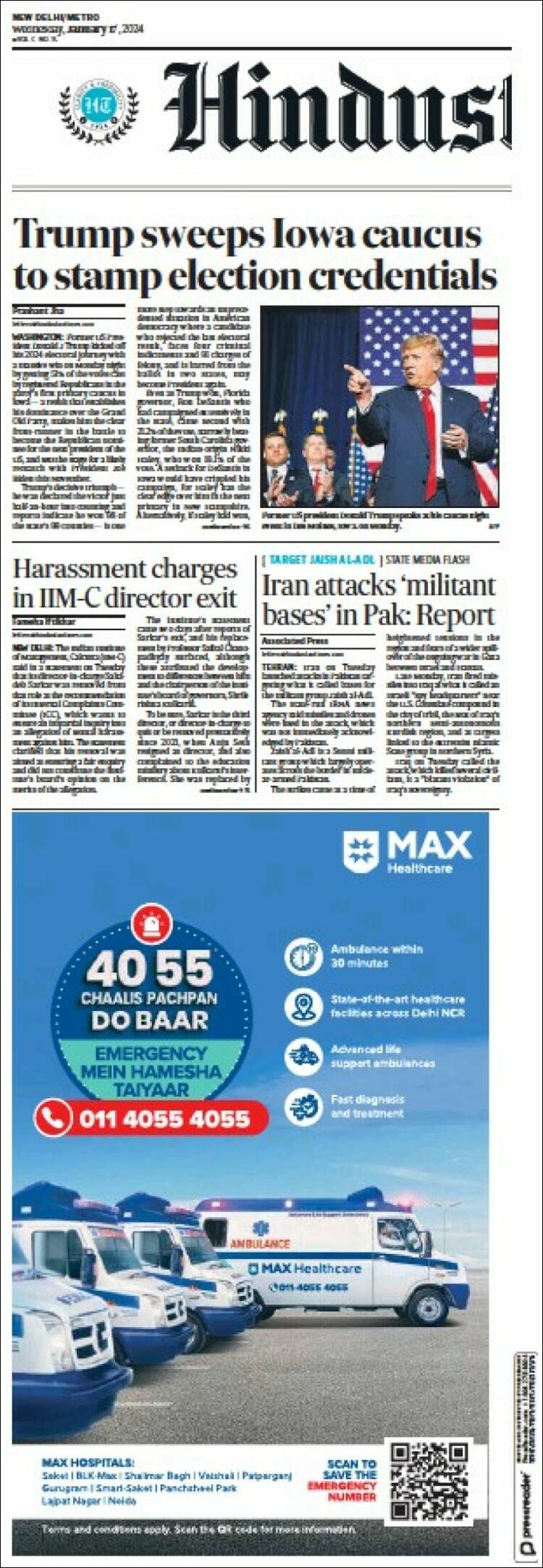 Portada de Hindustan Times (India)