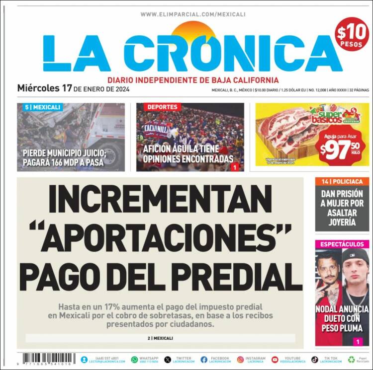 Portada de La Crónica de Baja California (M&eacute;xico)