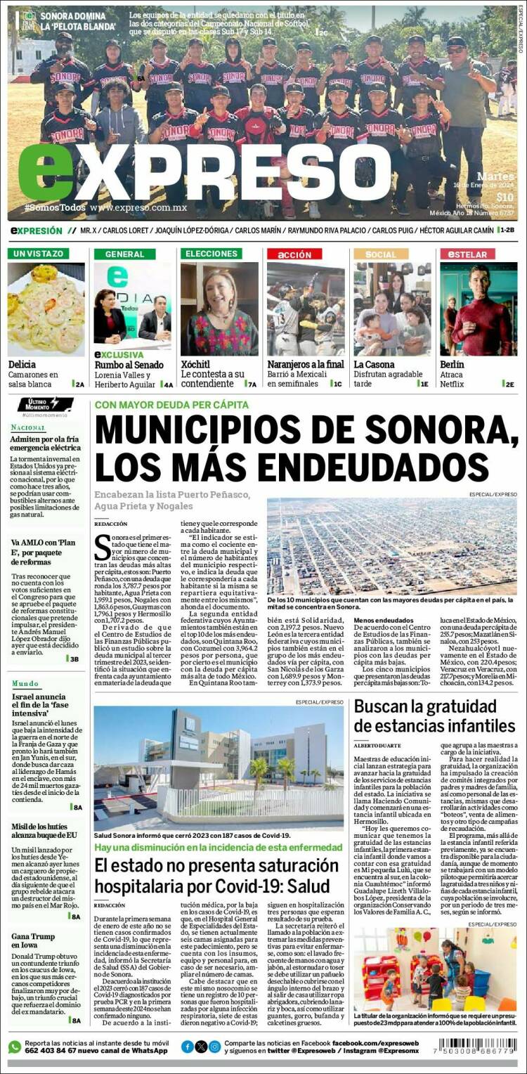 Portada de Expreso (M&eacute;xico)