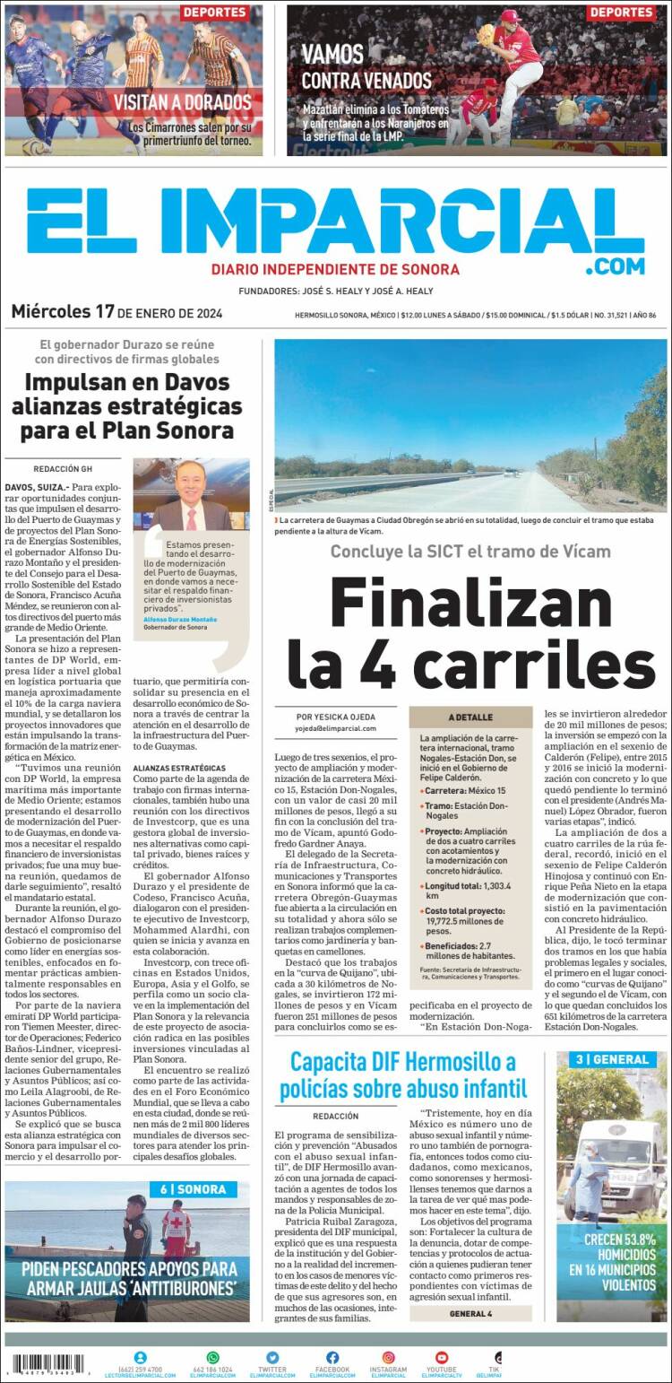 Portada de El Imparcial (M&eacute;xico)