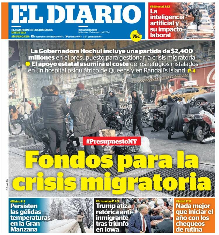 Portada de El Diario NY (USA)