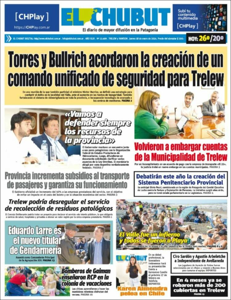 Portada de El Chubut (Argentina)