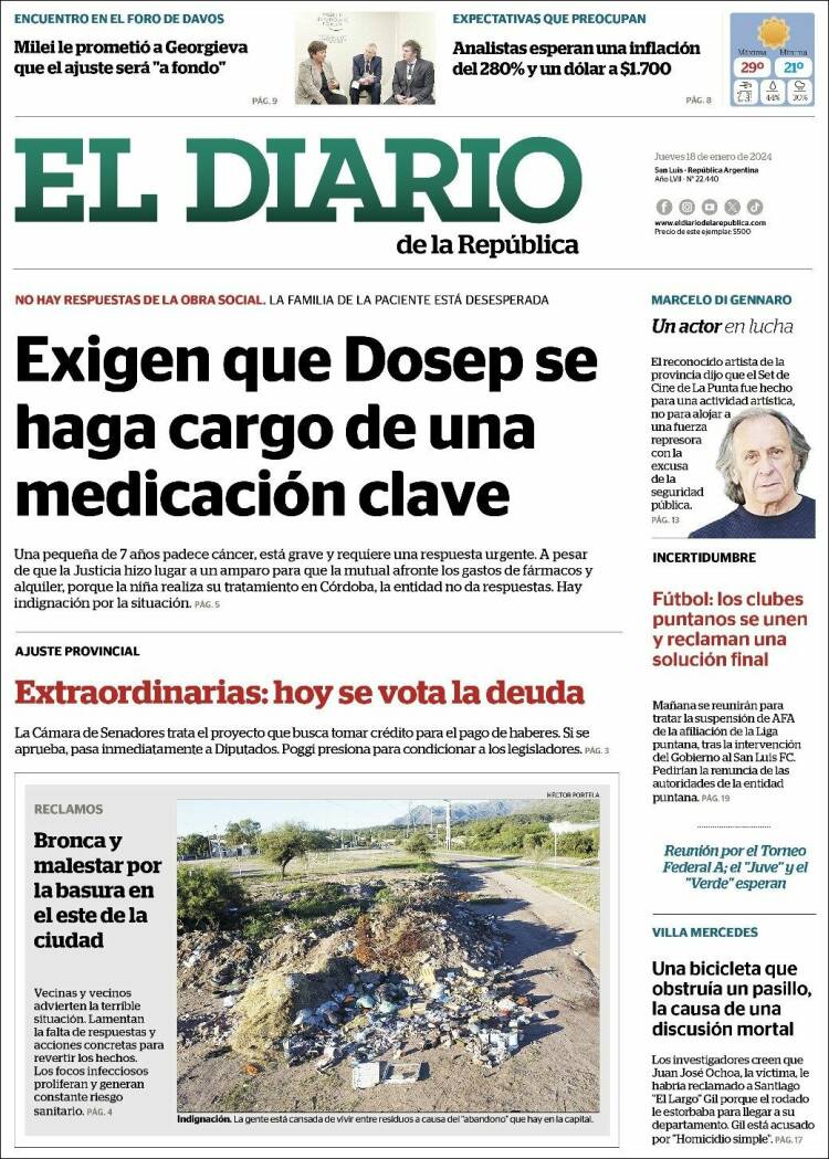Portada de Diario de la República (Argentina)