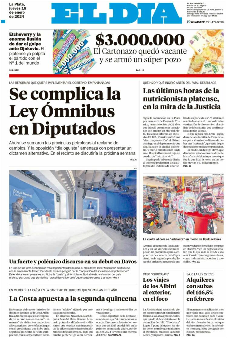 Portada de El Día de la Plata (Argentina)