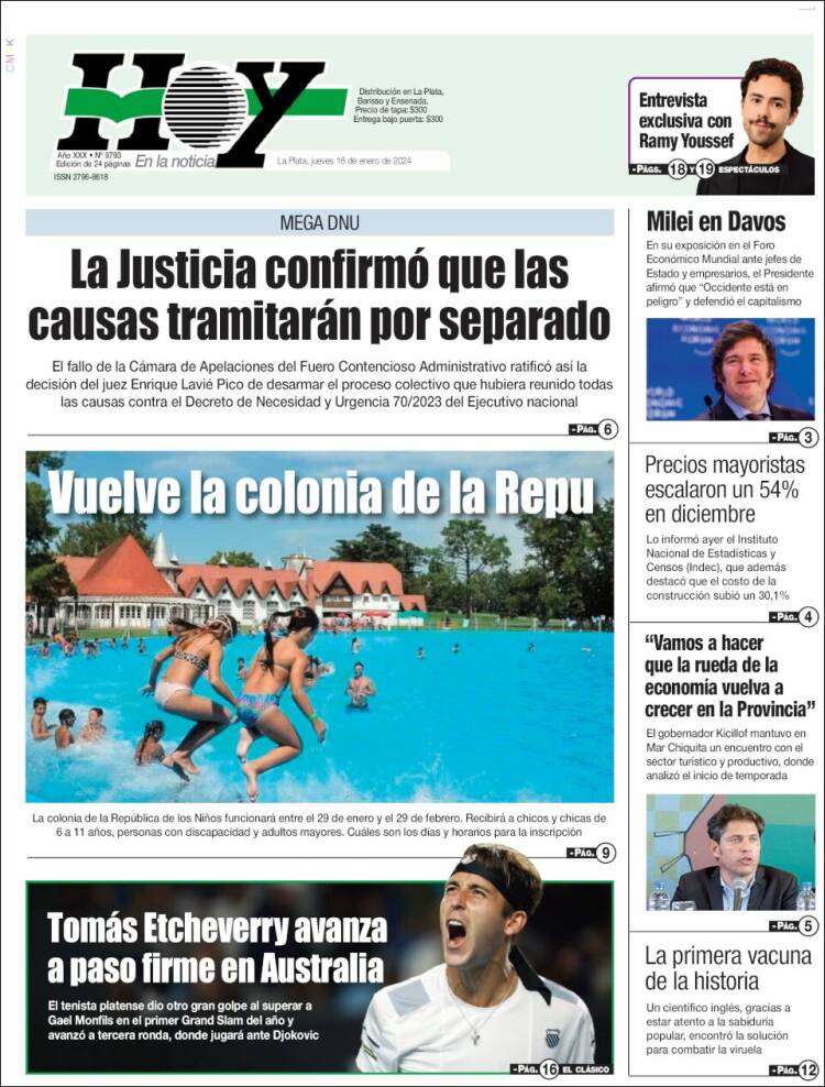 Portada de Diario Hoy (Argentina)
