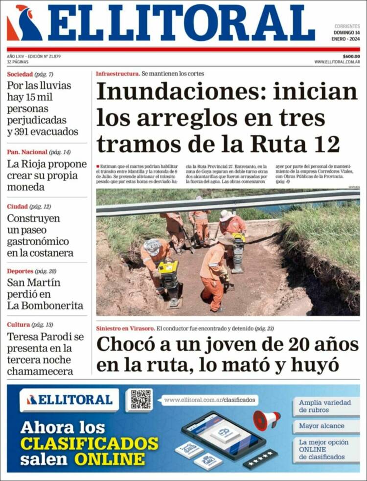 Portada de El Litoral Corrientes (Argentina)