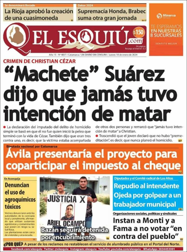 Portada de El Esquiu (Argentina)