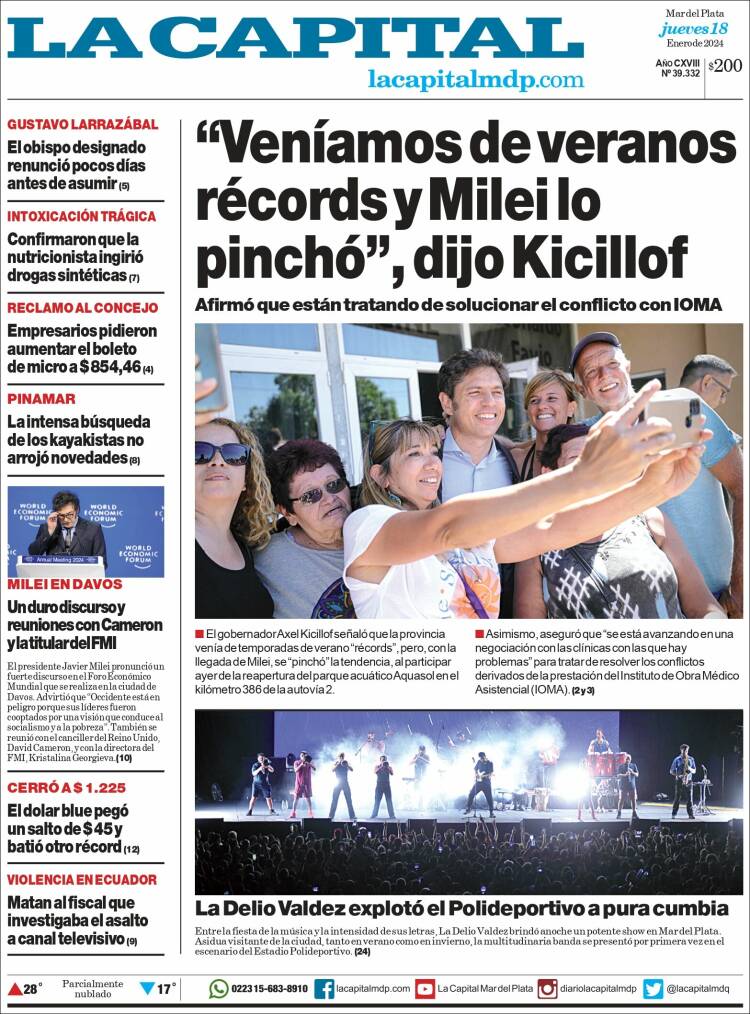Portada de Diario La Capital - Mar del Plata (Argentina)