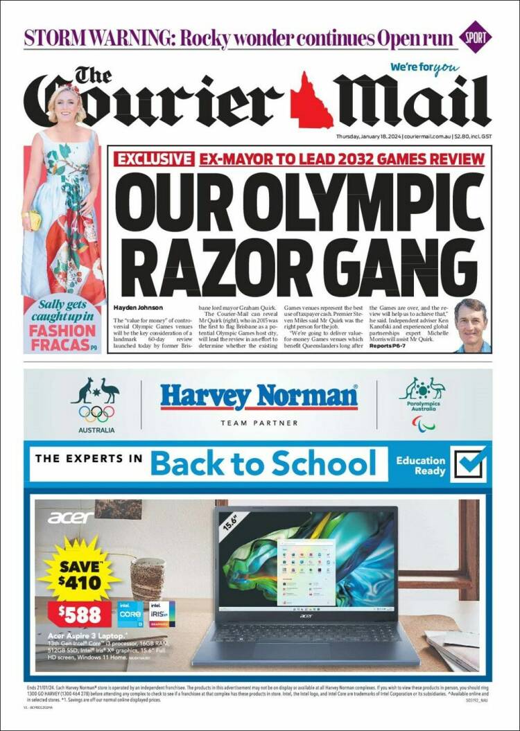 Portada de The Courier-Mail (Australia)