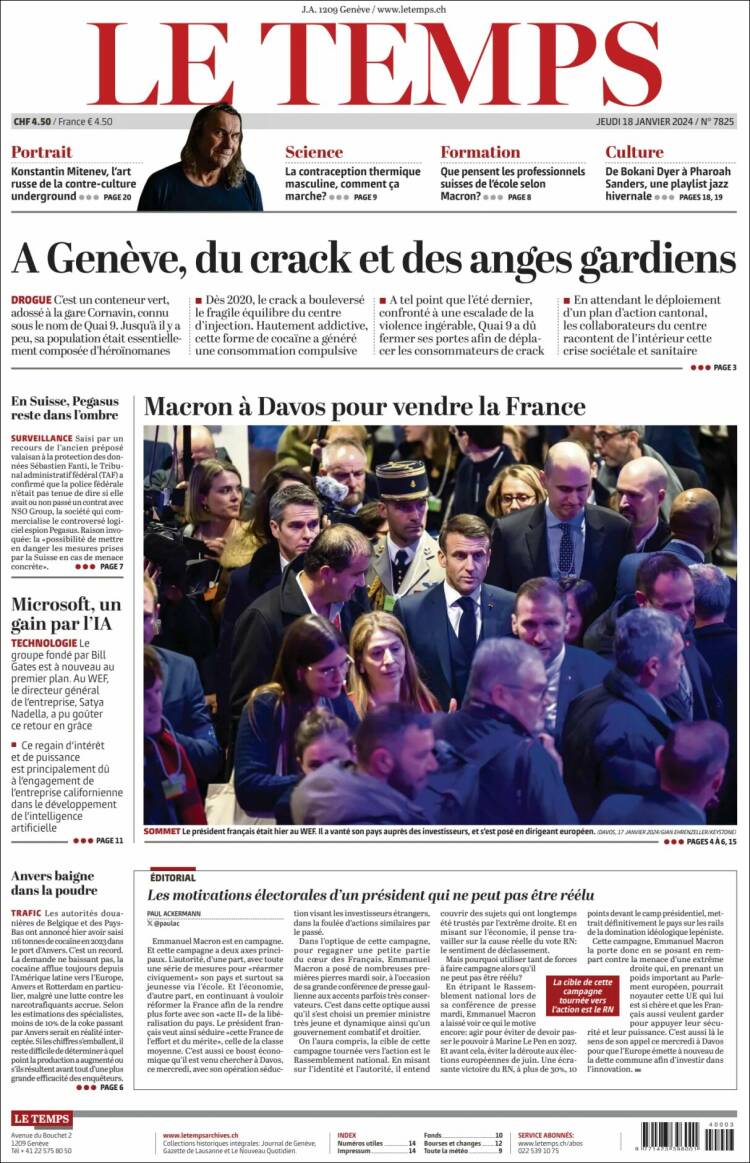 Portada de Le Matin (Suiza)